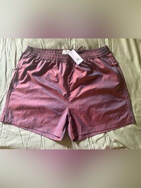 Men's Athletic Shorts — Maroon Elastic-Waist Performance Short